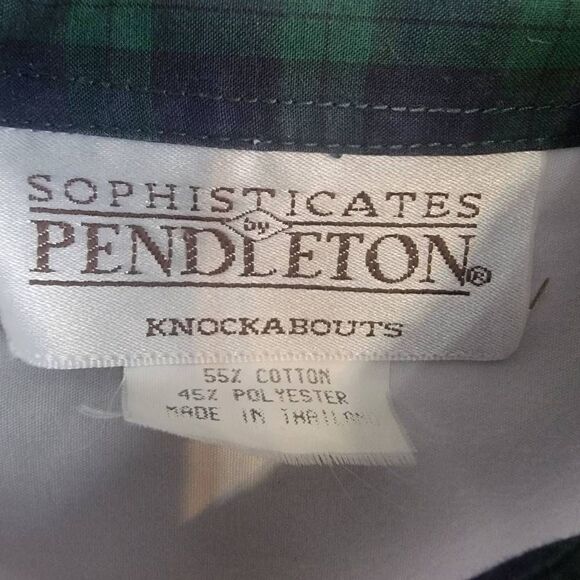 Vintage Sophisticates Pendleton White Button Fown Green Plaid Womens SZ 12 Gold - Picture 6 of 8